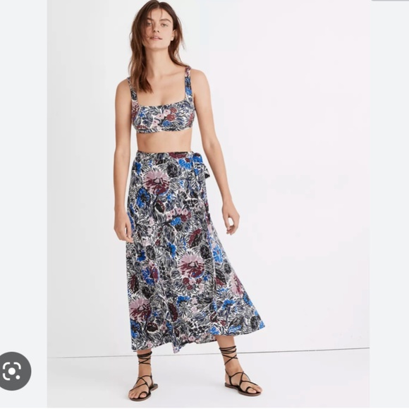 madewell cover up wrap skirt in dutch garden xl nwot - Picture 1 of 3